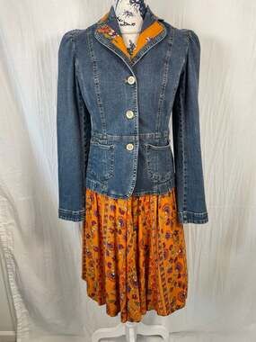 One-of-a-Kind Upcycled Ann Taylor LOFT Patchwork Denim Blazer Jacket Size 4